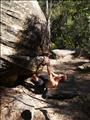 James 'Flamingo' Taylor on the crux start of 'Berlin Blockade', V5